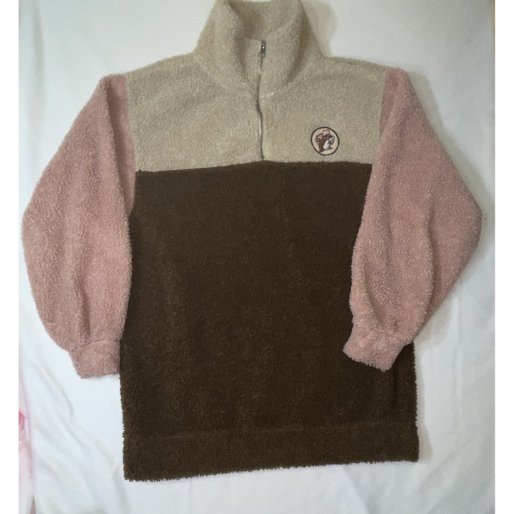 Buc-ees Pullover Sherpa Jacket Brown/Pink Women's Size Medium
